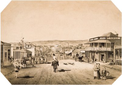 Ansichten in Adelaide Nr. 2. Hindley Street Blick nach Osten von S. T. Gill